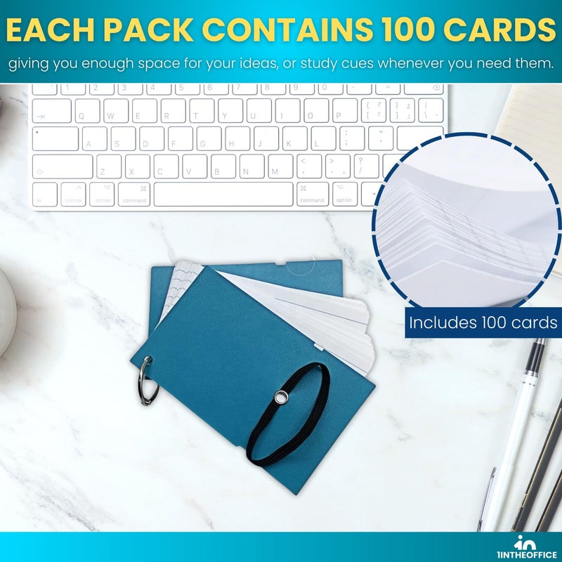 1InTheOffice Index Cards with Ring 3x5, Flash Cards with Binder Ring, Single Hole Punched Notecards, White, 100 Cards - Image 5